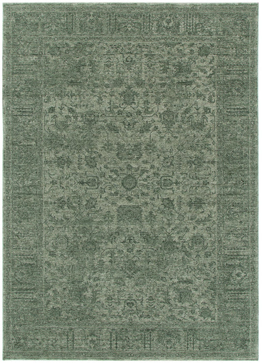 Herris Distressed Border Green Rug - 11107
