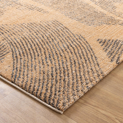 City Abstract Paintbrush Gold Rug - C104