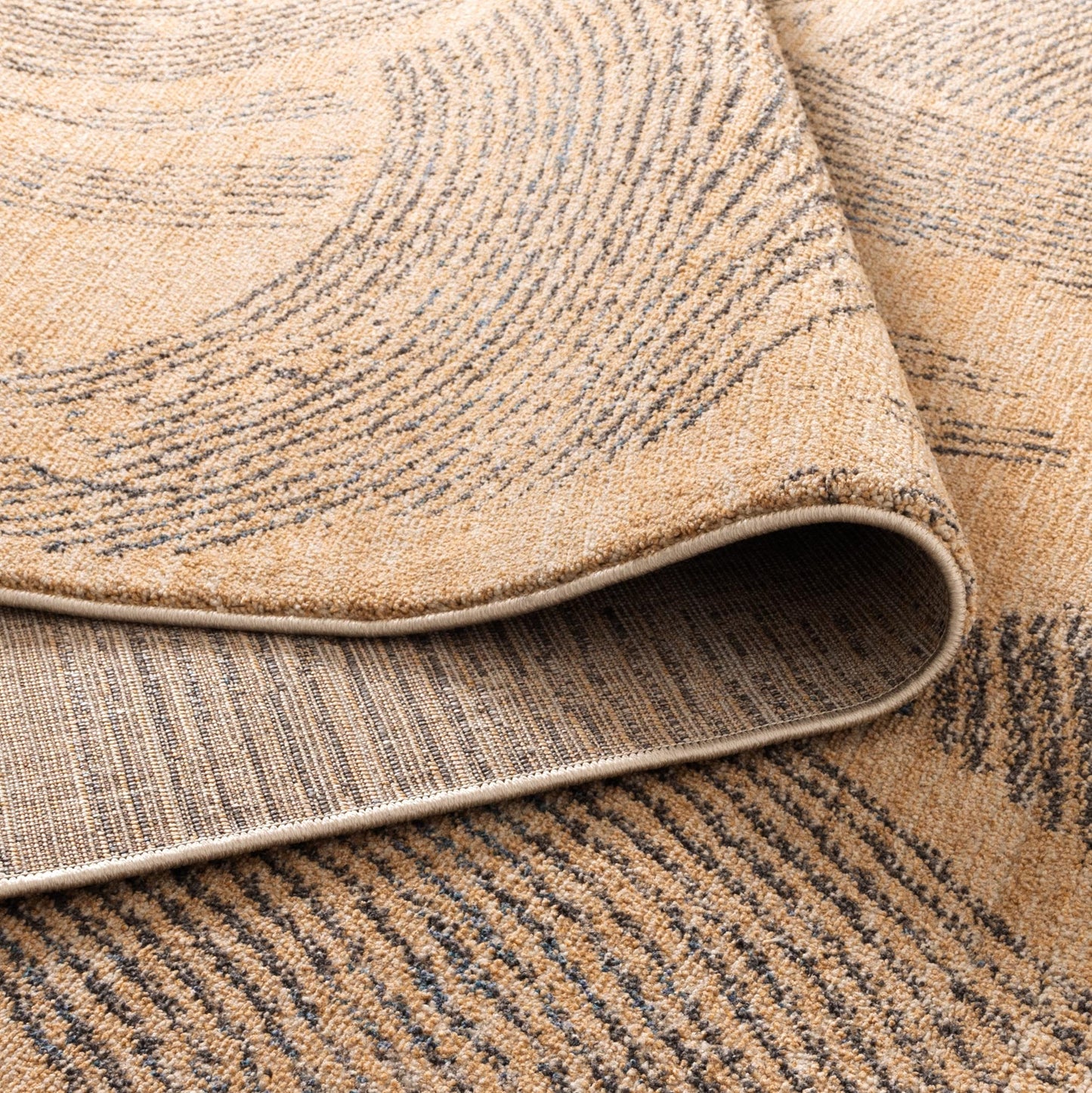 City Abstract Paintbrush Gold Rug - C104