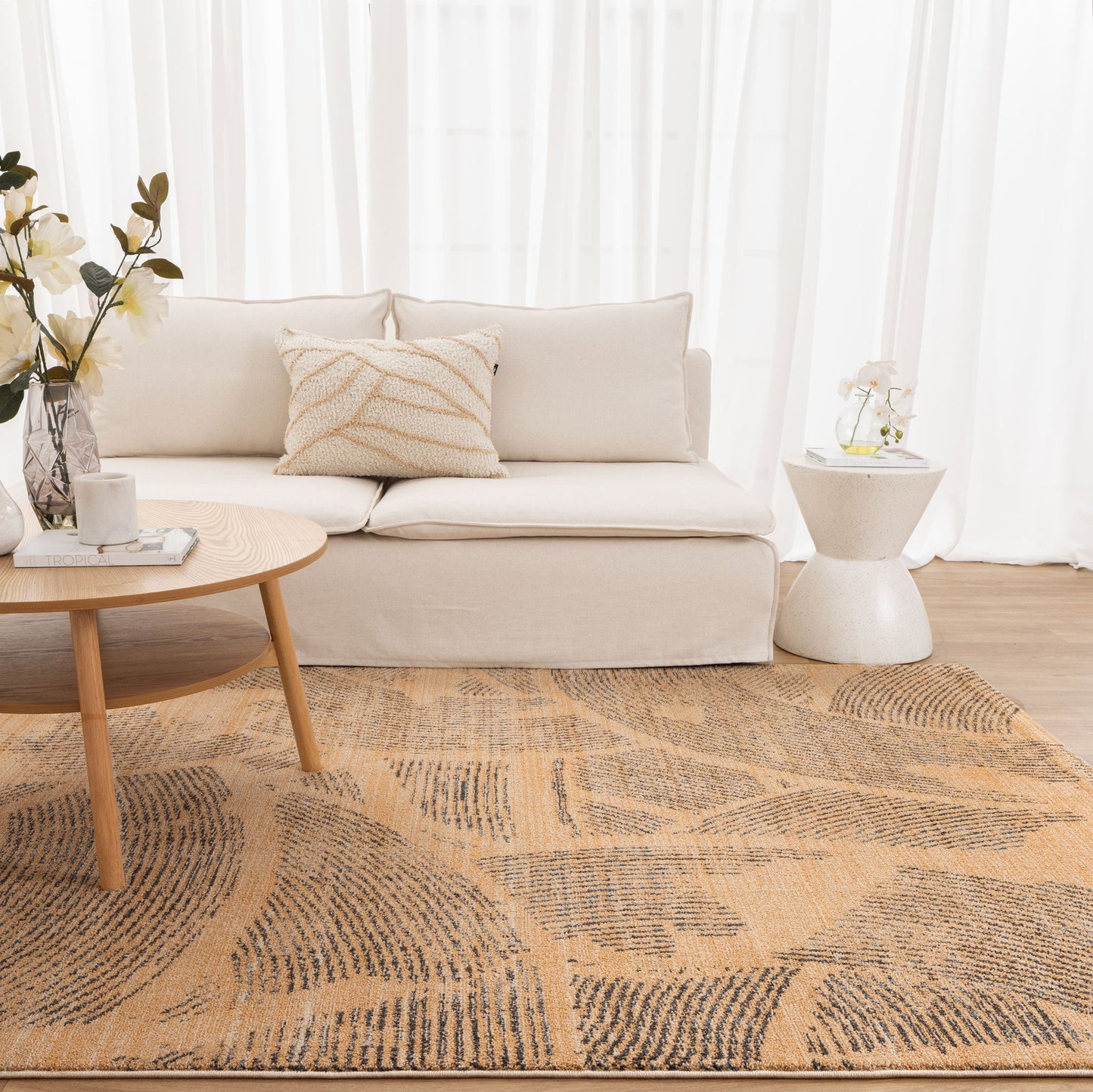 City Abstract Paintbrush Gold Rug - C104
