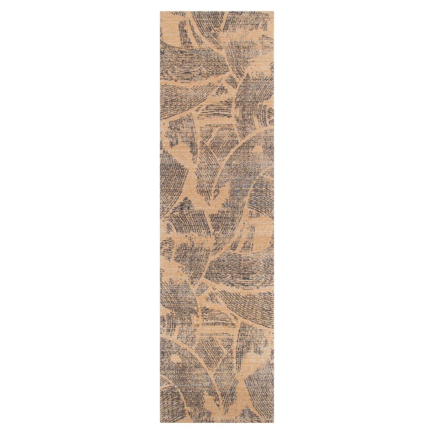 City Abstract Paintbrush Gold Rug - C104