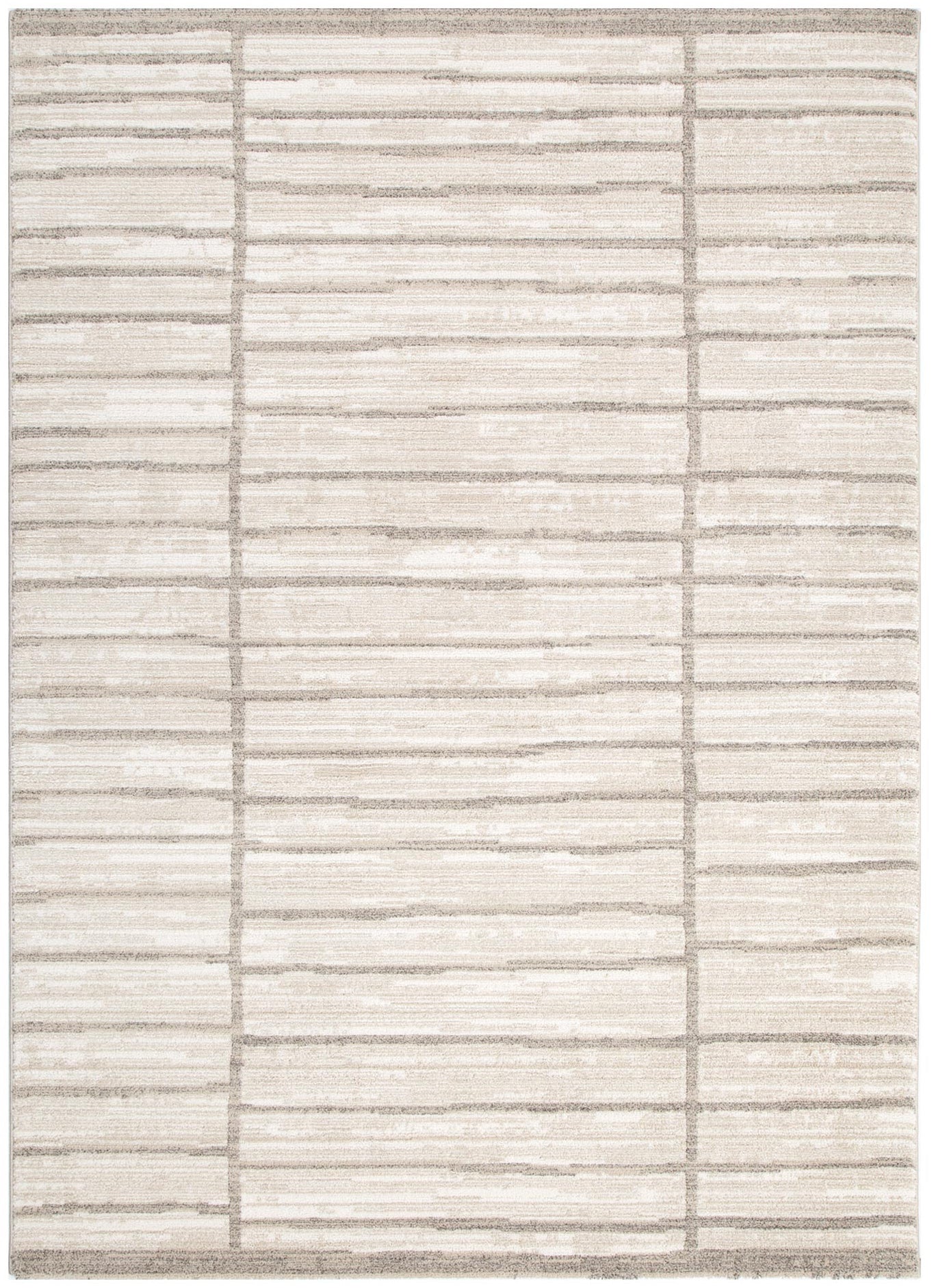 City Distressed Thick Lines Beige Grey Rug - C107