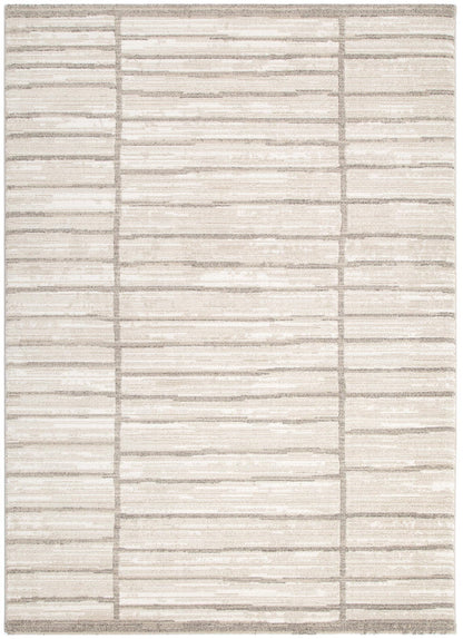 City Distressed Thick Lines Beige Grey Rug - C107