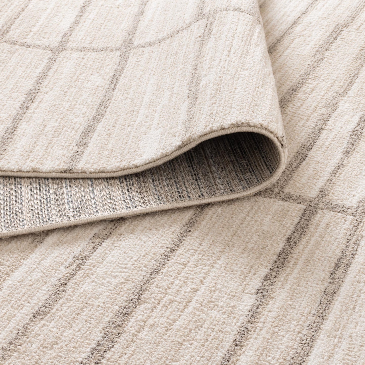 City Distressed Thick Lines Beige Grey Rug - C107