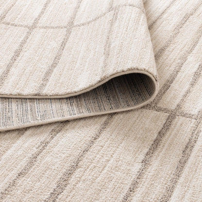 City Distressed Thick Lines Beige Grey Rug - C107