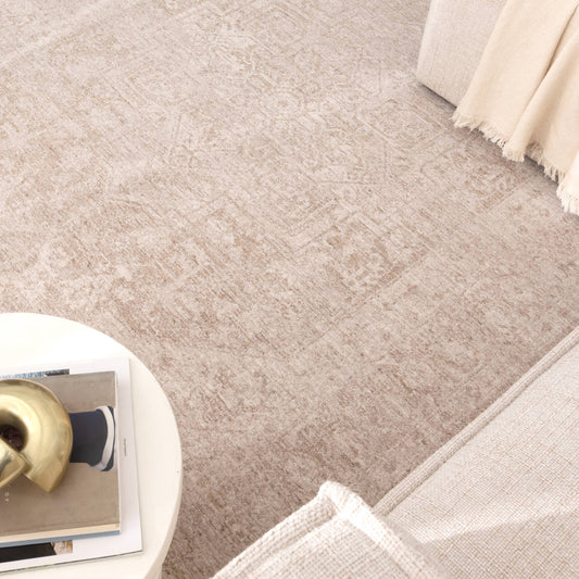 Herris Distressed Medallion Beige Rug - 11102