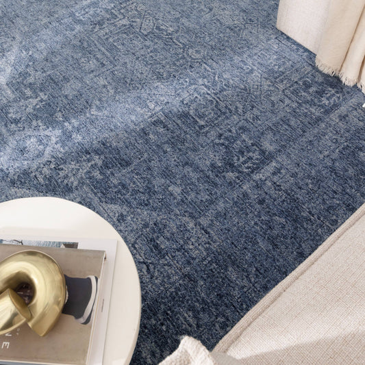 Herris Distressed Medallion Blue Rug - 11104