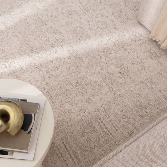 Herris Distressed Border Beige Rug - 11106
