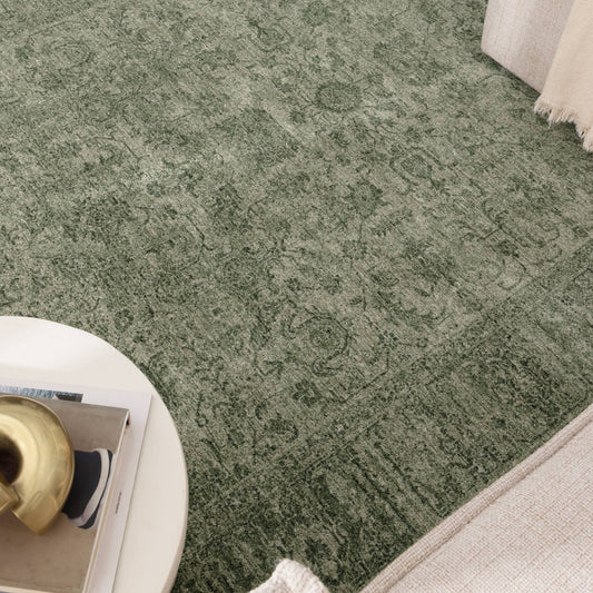 Herris Distressed Border Green Rug - 11107