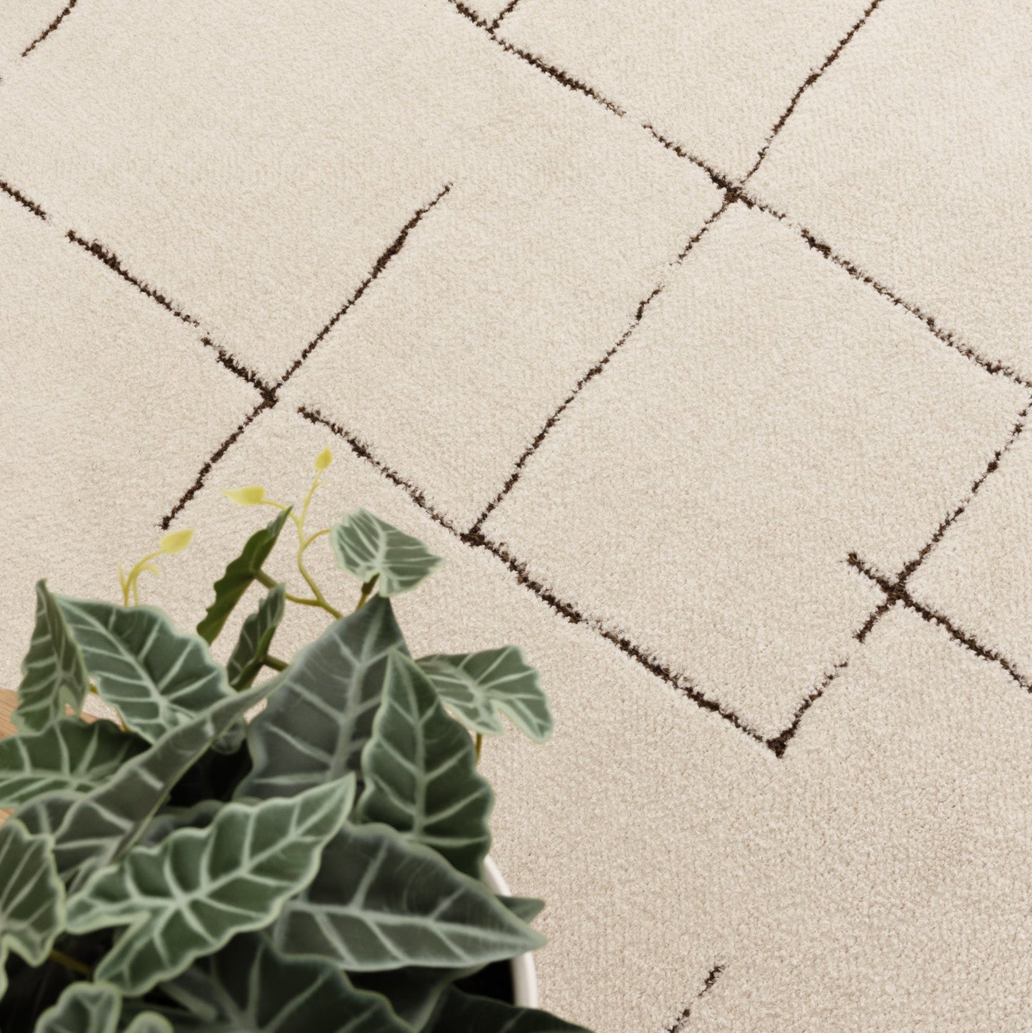 Mila Abstract Lines Brown Cream Rug - MIL10