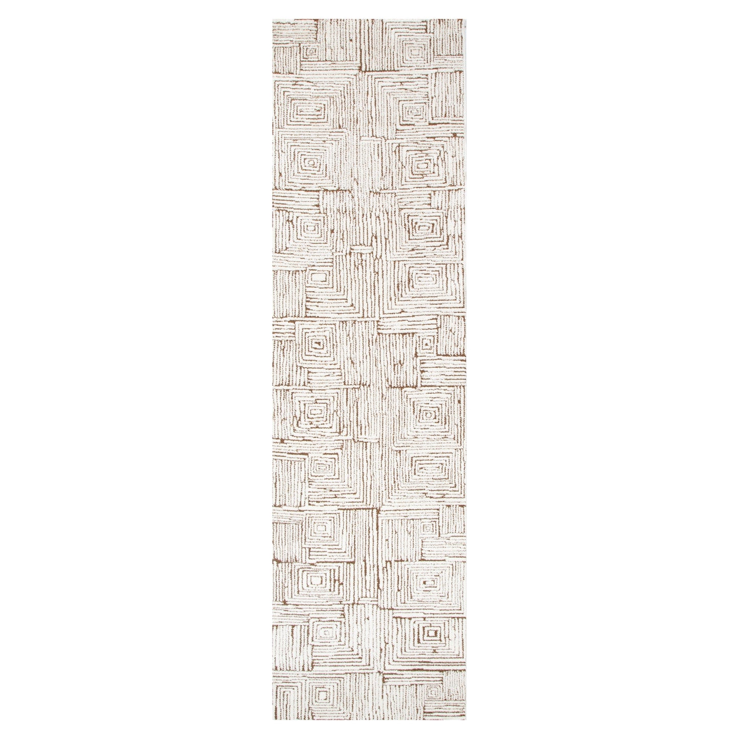 Mila Geometric Squares Cream Brown Rug - MIL8
