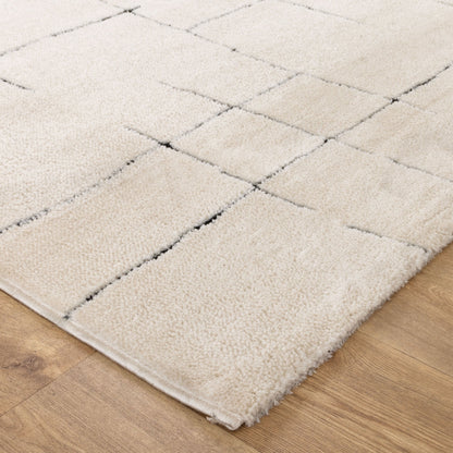 Mila Abstract Lines Black Cream Rug - MIL9
