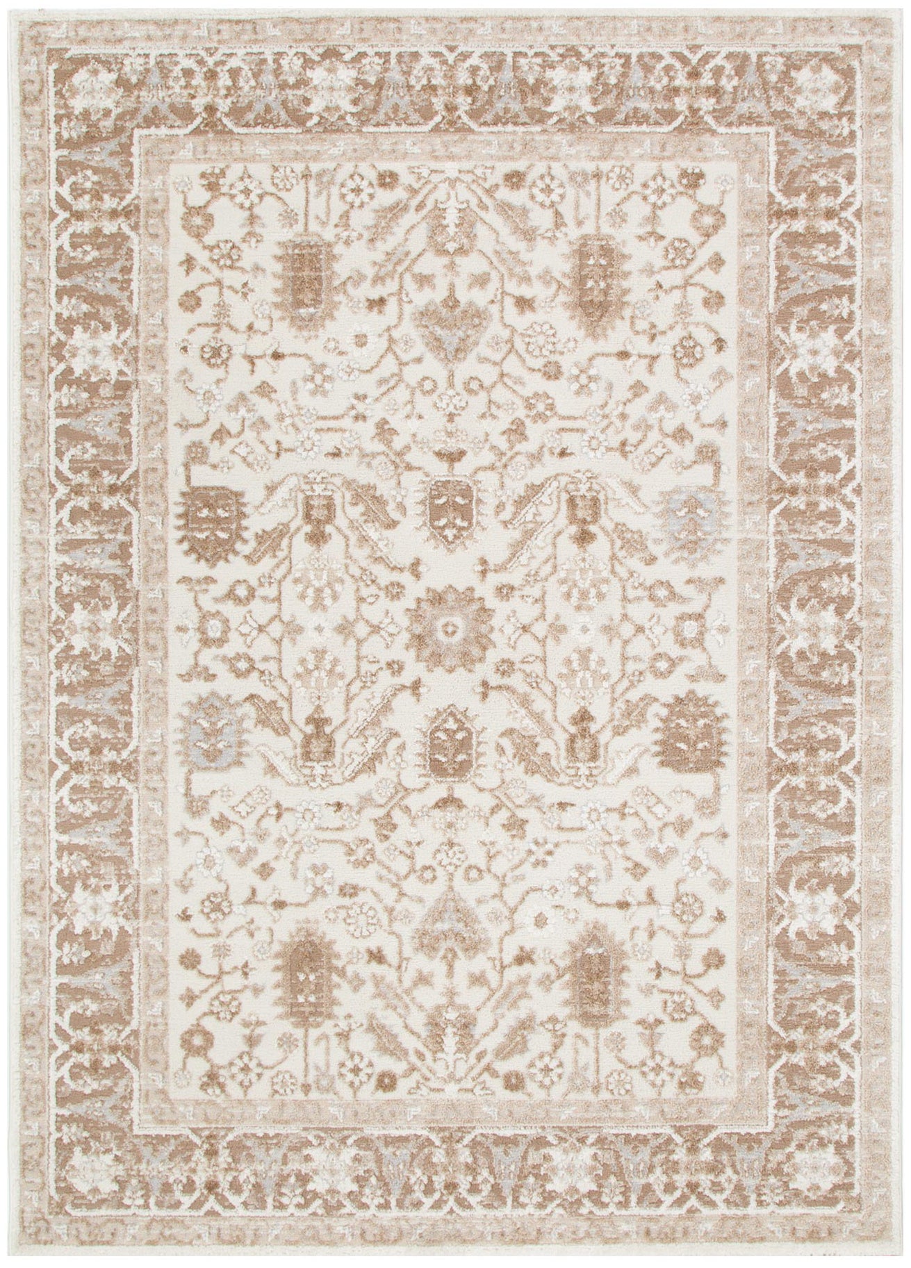 Sierra  Oriental Border Beige Rug
