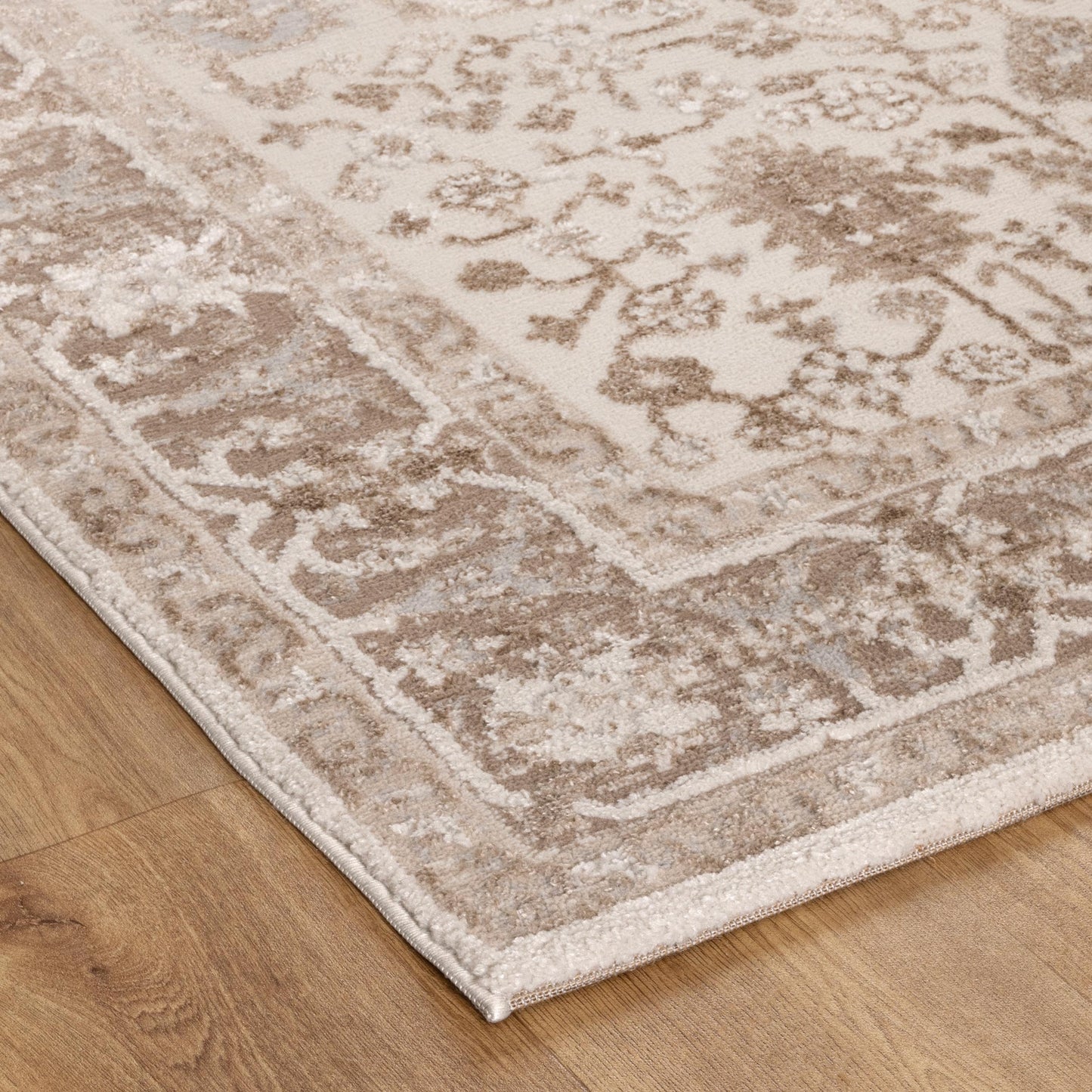 Sierra  Oriental Border Beige Rug