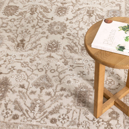 Sierra  Oriental Border Beige Rug
