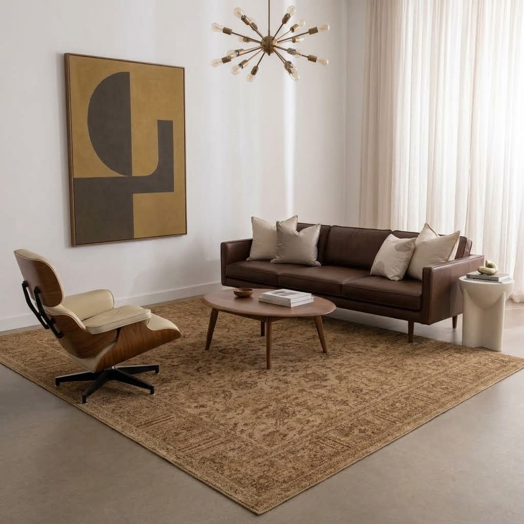 Herris Distressed Border Mustard Rug - 11105